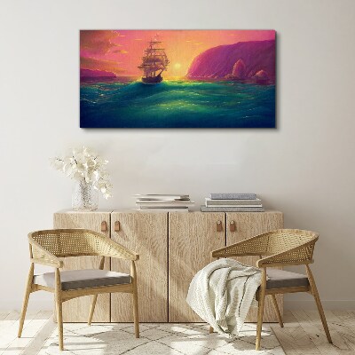 Sea ​​ships sunset Canvas Wall art