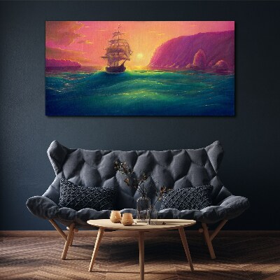 Sea ​​ships sunset Canvas Wall art