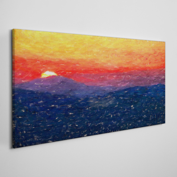 Sunset over a mountain landscape Print on canvas
