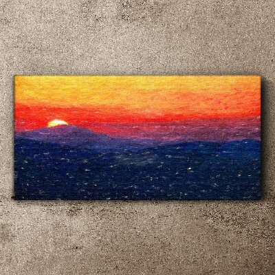 Sunset over a mountain landscape Print on canvas