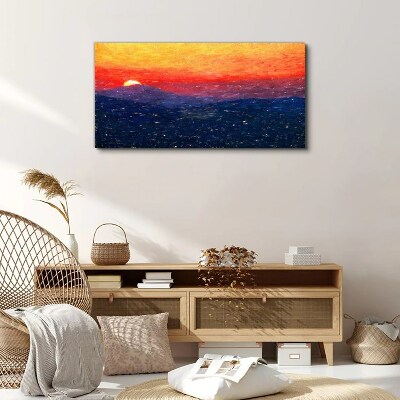 Sunset over a mountain landscape Print on canvas