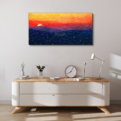 Sunset over a mountain landscape Print on canvas