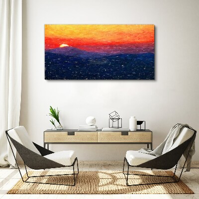Sunset over a mountain landscape Print on canvas