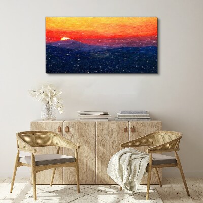 Sunset over a mountain landscape Print on canvas