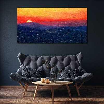 Sunset over a mountain landscape Print on canvas
