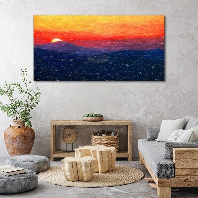 Sunset over a mountain landscape Print on canvas