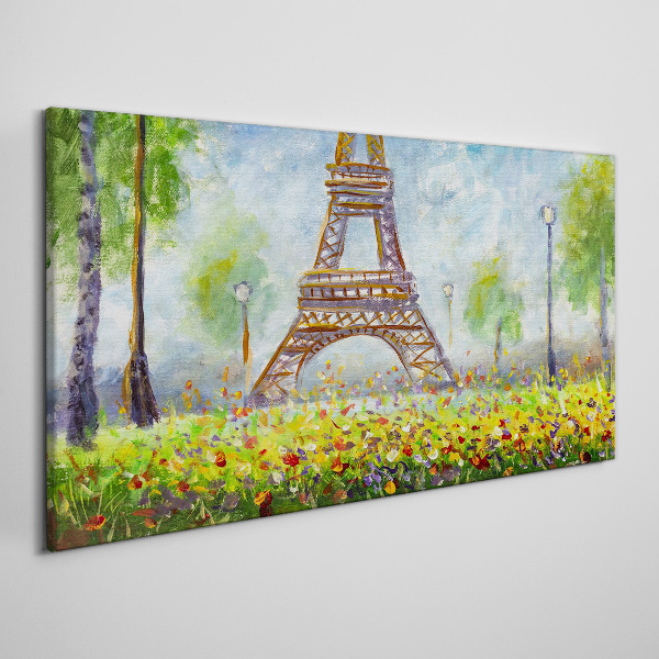 The Eiffel Tower in a floral setting Canvas wall art