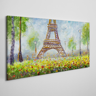 The Eiffel Tower in a floral setting Canvas wall art