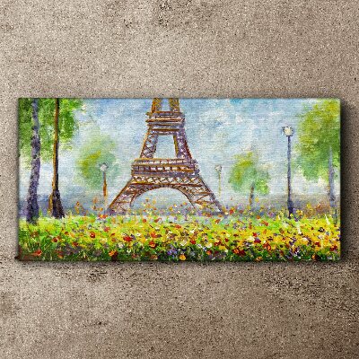 The Eiffel Tower in a floral setting Canvas wall art