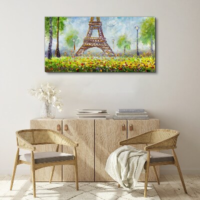 The Eiffel Tower in a floral setting Canvas wall art