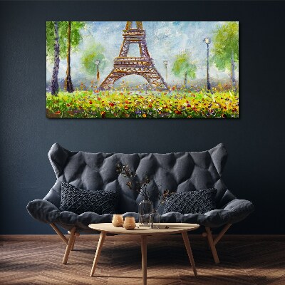 The Eiffel Tower in a floral setting Canvas wall art