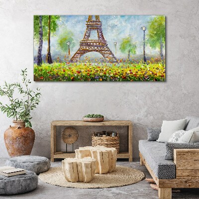 The Eiffel Tower in a floral setting Canvas wall art