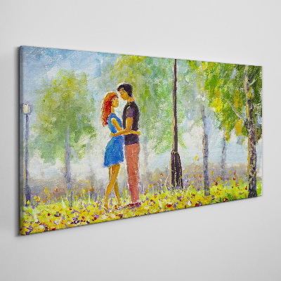 Park tree blossoms pair Canvas Wall art