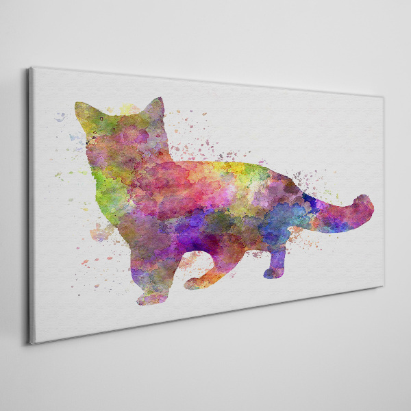 Colorful cat in watercolor style Canvas wall art