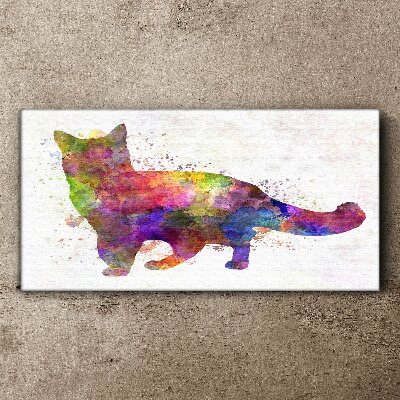 Colorful cat in watercolor style Canvas wall art