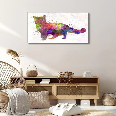 Colorful cat in watercolor style Canvas wall art