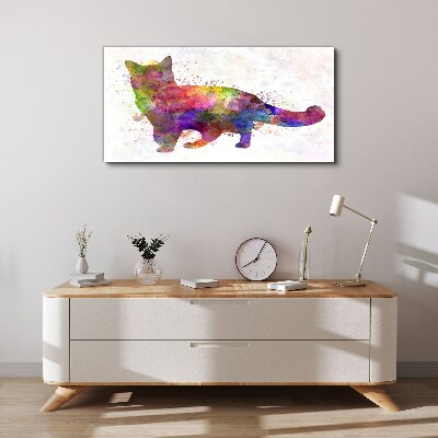 Colorful cat in watercolor style Canvas wall art
