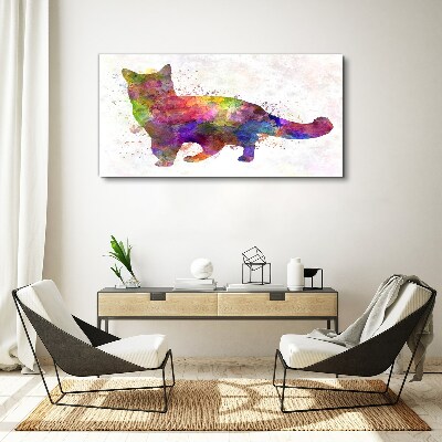 Colorful cat in watercolor style Canvas wall art