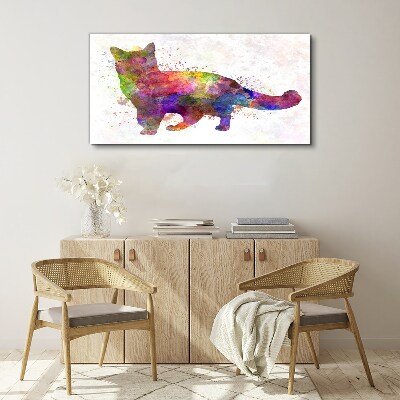 Colorful cat in watercolor style Canvas wall art