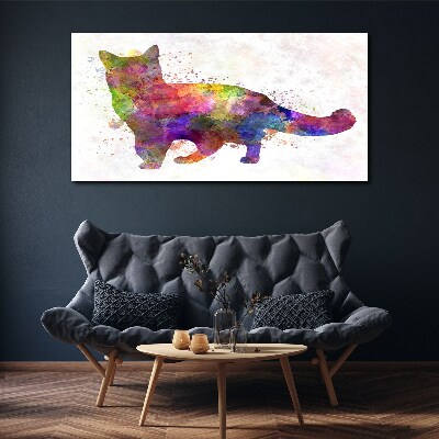 Colorful cat in watercolor style Canvas wall art