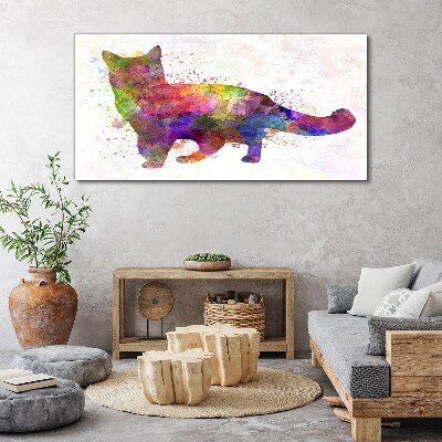 Colorful cat in watercolor style Canvas wall art