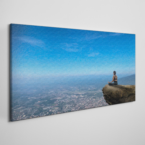 Meditation on the mountain top Canvas wall art