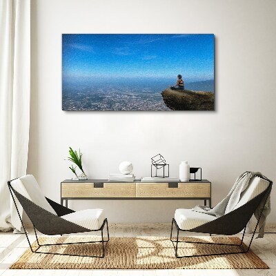 Meditation on the mountain top Canvas wall art