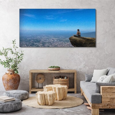Meditation on the mountain top Canvas wall art