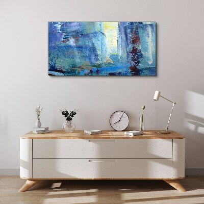 Abstract landscape in shades of blue Canvas wall art