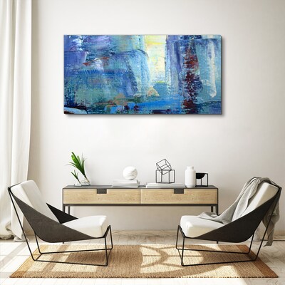 Abstract landscape in shades of blue Canvas wall art