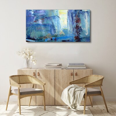 Abstract landscape in shades of blue Canvas wall art