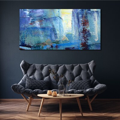 Abstract landscape in shades of blue Canvas wall art