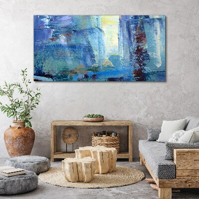 Abstract landscape in shades of blue Canvas wall art