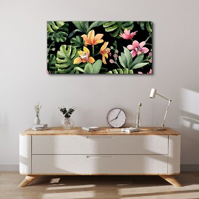 Tropical garden in watercolor Canvas wall art