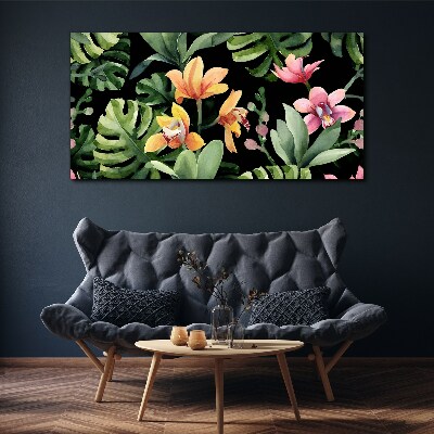 Tropical garden in watercolor Canvas wall art