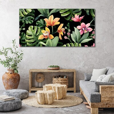 Tropical garden in watercolor Canvas wall art