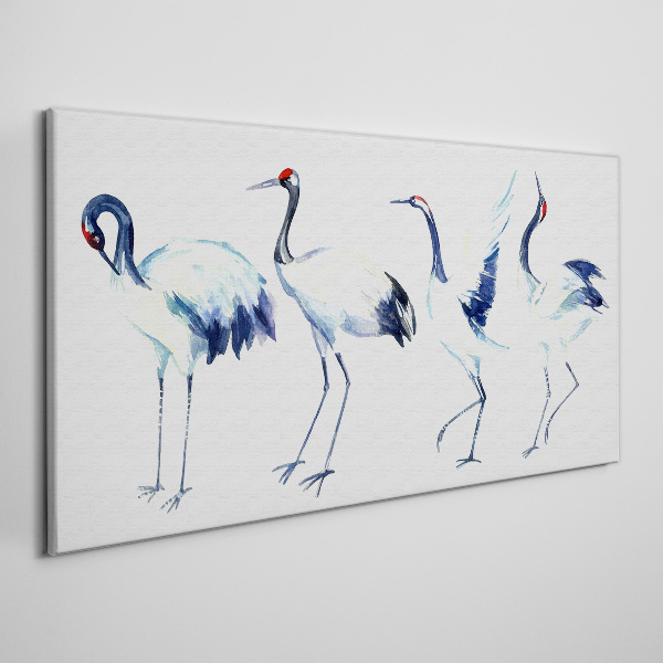 Dancing cranes in watercolor Canvas wall art
