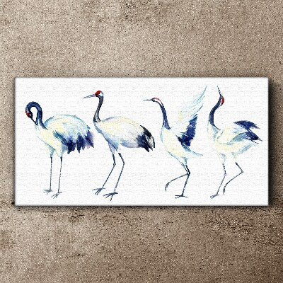 Dancing cranes in watercolor Canvas wall art