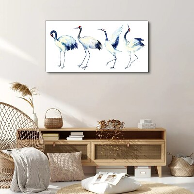 Dancing cranes in watercolor Canvas wall art