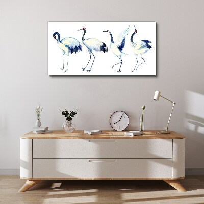 Dancing cranes in watercolor Canvas wall art