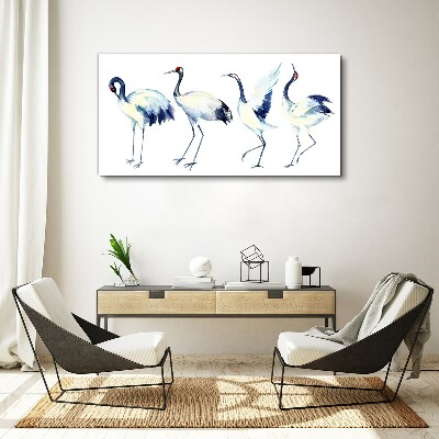 Dancing cranes in watercolor Canvas wall art