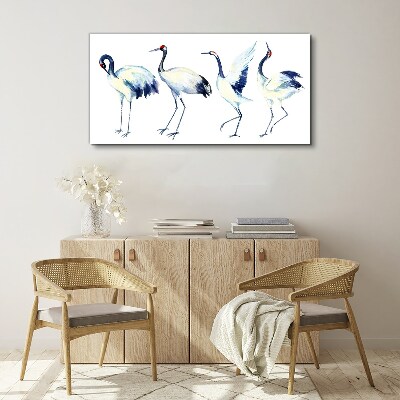 Dancing cranes in watercolor Canvas wall art