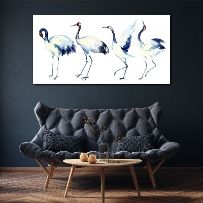 Dancing cranes in watercolor Canvas wall art