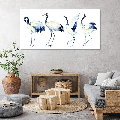Dancing cranes in watercolor Canvas wall art