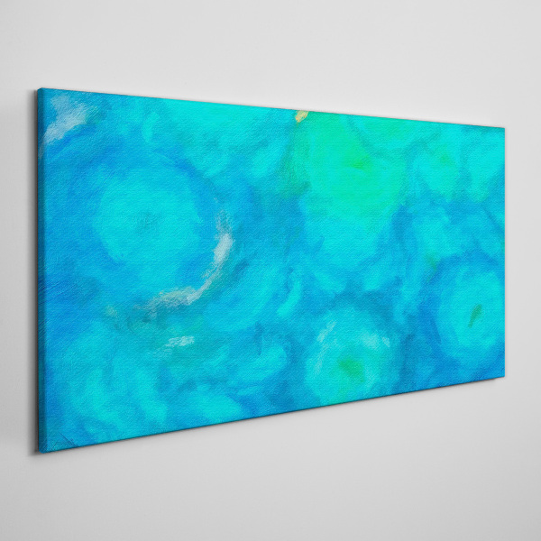 Turquoise circles in blue Print on canvas