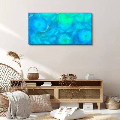 Turquoise circles in blue Print on canvas