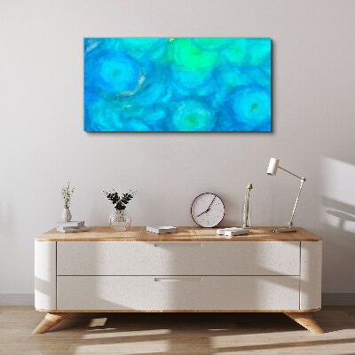 Turquoise circles in blue Print on canvas