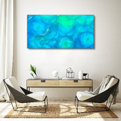 Turquoise circles in blue Print on canvas