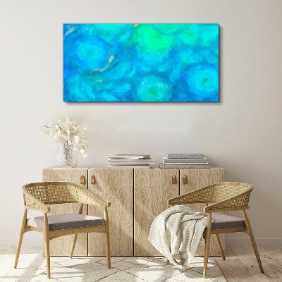 Turquoise circles in blue Print on canvas