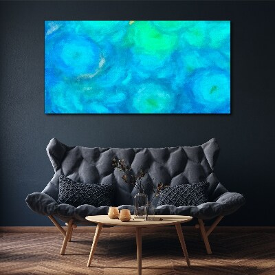 Turquoise circles in blue Print on canvas